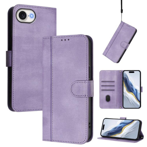 Line Splicing Buckle Retro Leather Phone Case, For iPhone 18 Pro / 17 Pro, For iPhone 18 Pro Max / 17 Pro Max, For iPhone 17e / 16e, For iPhone 17, For iPhone Air, For iPhone 16 Pro Max