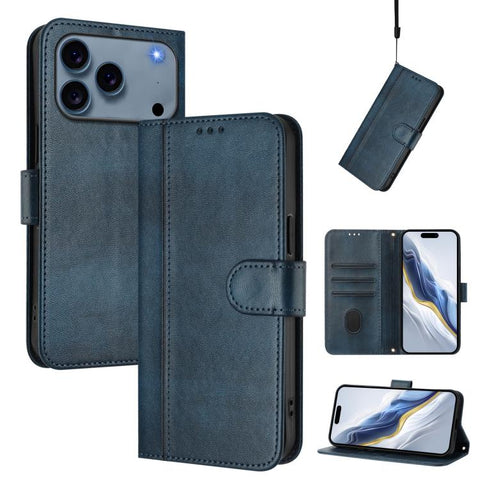 Line Splicing Buckle Retro Leather Phone Case, For iPhone 18 Pro / 17 Pro, For iPhone 18 Pro Max / 17 Pro Max, For iPhone 17e / 16e, For iPhone 17, For iPhone Air, For iPhone 16 Pro Max