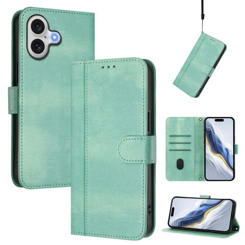 Line Splicing Buckle Retro Leather Phone Case, For iPhone 18 Pro / 17 Pro, For iPhone 18 Pro Max / 17 Pro Max, For iPhone 17e / 16e, For iPhone 17, For iPhone Air, For iPhone 16 Pro Max