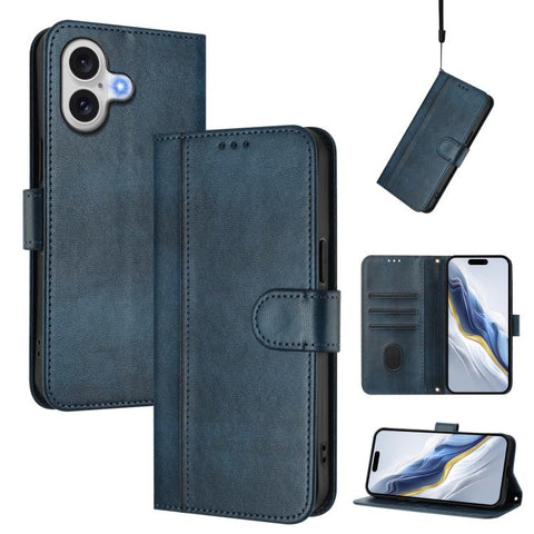 Line Splicing Buckle Retro Leather Phone Case, For iPhone 18 Pro / 17 Pro, For iPhone 18 Pro Max / 17 Pro Max, For iPhone 17e / 16e, For iPhone 17, For iPhone Air, For iPhone 16 Pro Max