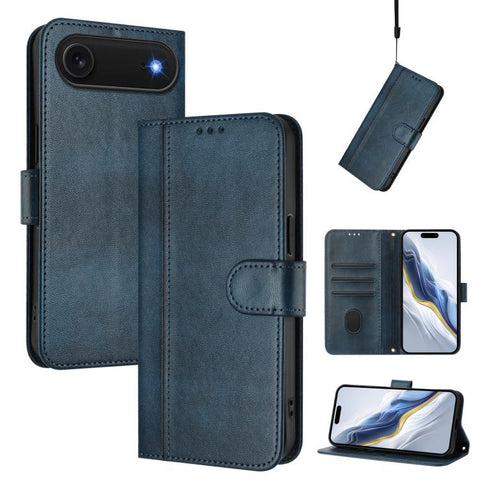 Line Splicing Buckle Retro Leather Phone Case, For iPhone 18 Pro / 17 Pro, For iPhone 18 Pro Max / 17 Pro Max, For iPhone 17e / 16e, For iPhone 17, For iPhone Air, For iPhone 16 Pro Max