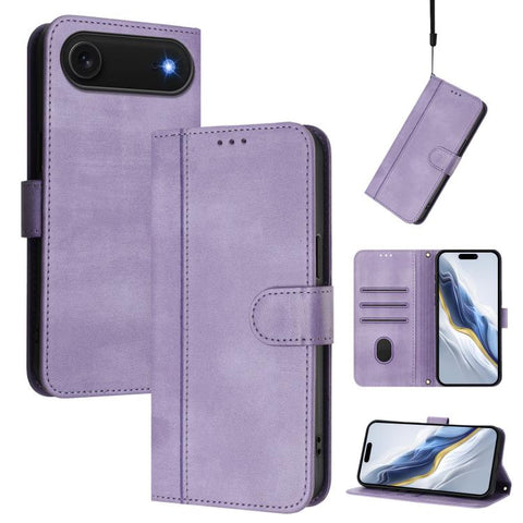 Line Splicing Buckle Retro Leather Phone Case, For iPhone 18 Pro / 17 Pro, For iPhone 18 Pro Max / 17 Pro Max, For iPhone 17e / 16e, For iPhone 17, For iPhone Air, For iPhone 16 Pro Max