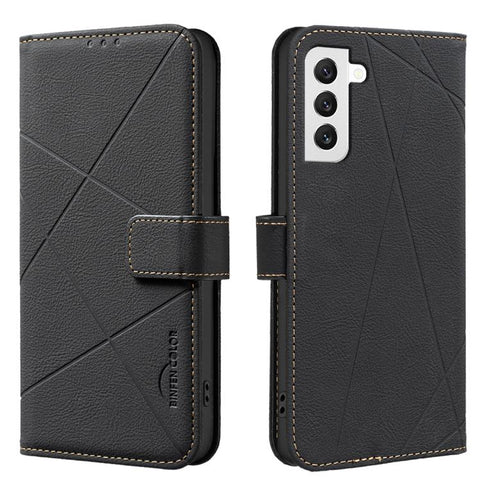 Geometric Pattern RFID Leather Phone Case, For Samsung Galaxy S22 5G, For Samsung Galaxy S21 FE 5G, For Samsung Galaxy S21 5G, For Samsung Galaxy S21+ 5G, For Samsung Galaxy S21 Ultra 5G