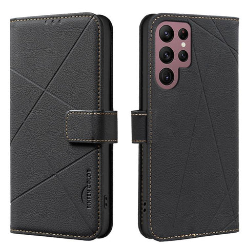 Geometric Pattern RFID Leather Phone Case, For Samsung Galaxy S22 5G, For Samsung Galaxy S21 FE 5G, For Samsung Galaxy S21 5G, For Samsung Galaxy S21+ 5G, For Samsung Galaxy S21 Ultra 5G