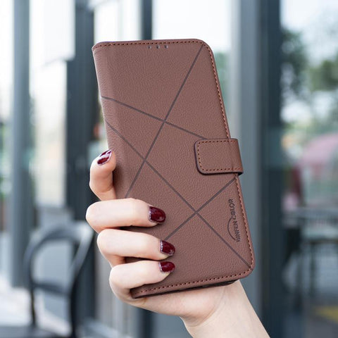 Geometric Pattern RFID Leather Phone Case, For Samsung Galaxy S22 5G, For Samsung Galaxy S21 FE 5G, For Samsung Galaxy S21 5G, For Samsung Galaxy S21+ 5G, For Samsung Galaxy S21 Ultra 5G