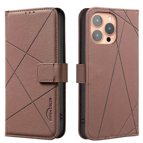 Geometric Pattern RFID Leather Phone Case, For iPhone 6 / 7 / 8 / SE, For iPhone 13 Pro Max, For iPhone 13 Pro, For iPhone 12 / 12 Pro, For iPhone 12 Pro Max, For iPhone 11 Pro Max, For iPhone 11, For iPhone 11 Pro