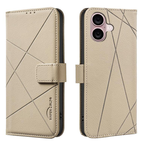 Geometric Pattern RFID Leather Phone Case, For iPhone 16, For iPhone 15 Pro Max, For iPhone 15 Pro, For iPhone 14 Plus / 15 Plus, For iPhone 15, For iPhone 13 / 14, For iPhone 14 Pro, For iPhone 14 Pro Max