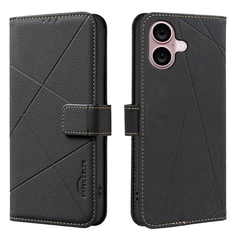 Geometric Pattern RFID Leather Phone Case, For iPhone 16, For iPhone 15 Pro Max, For iPhone 15 Pro, For iPhone 14 Plus / 15 Plus, For iPhone 15, For iPhone 13 / 14, For iPhone 14 Pro, For iPhone 14 Pro Max