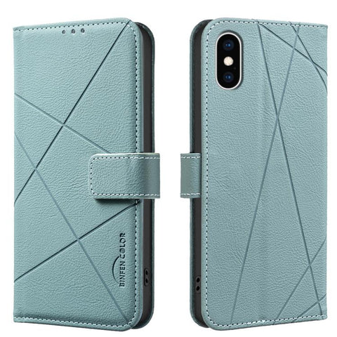 Geometric Pattern RFID Leather Phone Case, For iPhone XR, For iPhone XS Max, For iPhone 6 Plus / 7 Plus / 8 Plus