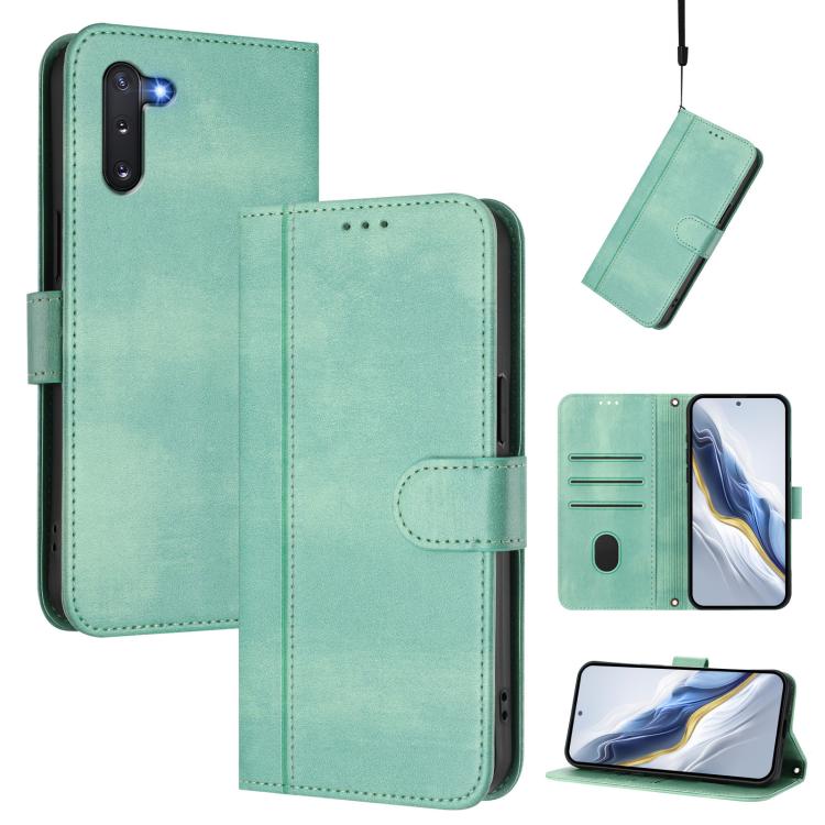 Line Splicing Buckle Retro Leather Phone Case, For Samsung Galaxy Note10, For Samsung Galaxy Note10+