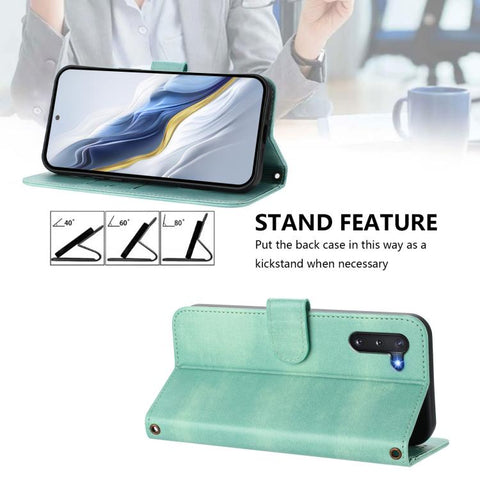 Line Splicing Buckle Retro Leather Phone Case, For Samsung Galaxy Note10, For Samsung Galaxy Note10+