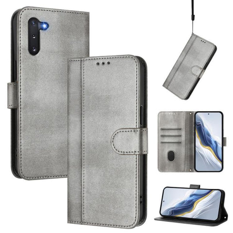 Line Splicing Buckle Retro Leather Phone Case, For Samsung Galaxy Note10, For Samsung Galaxy Note10+