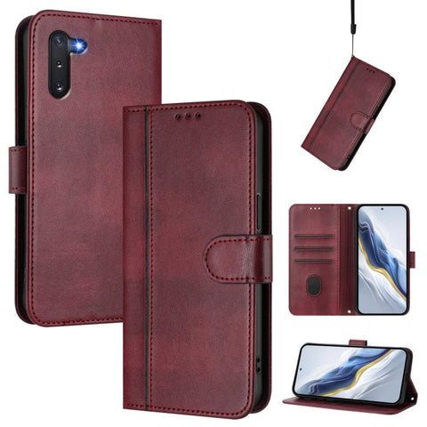 Line Splicing Buckle Retro Leather Phone Case, For Samsung Galaxy Note10, For Samsung Galaxy Note10+
