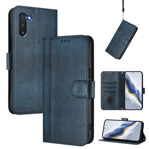 Line Splicing Buckle Retro Leather Phone Case, For Samsung Galaxy Note10, For Samsung Galaxy Note10+