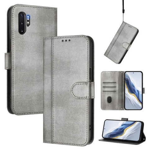 Line Splicing Buckle Retro Leather Phone Case, For Samsung Galaxy Note10, For Samsung Galaxy Note10+