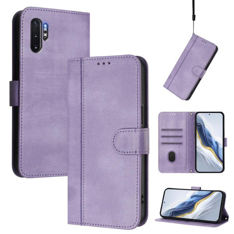 Line Splicing Buckle Retro Leather Phone Case, For Samsung Galaxy Note10, For Samsung Galaxy Note10+