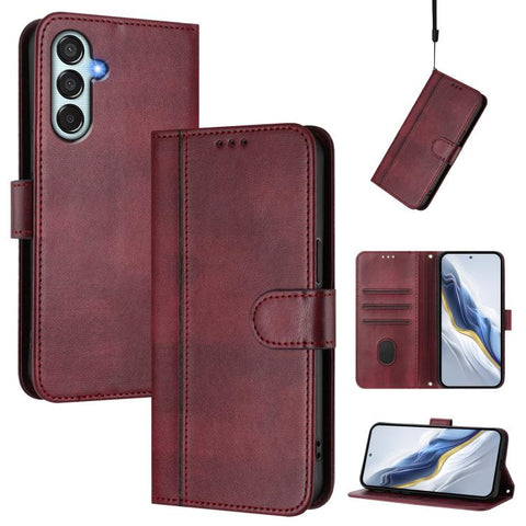 Line Splicing Buckle Retro Leather Phone Case, For Samsung Galaxy M56 5G, For Samsung Galaxy M16 5G / F16 5G, For Samsung Galaxy M06 5G / F06 5G, For Samsung Galaxy M35 5G, For Samsung Galaxy M55 5G / C55 5G, For Samsung Galaxy M15 5G / F15 5G
