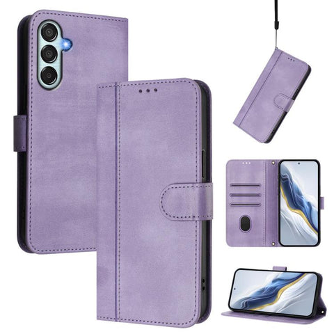 Line Splicing Buckle Retro Leather Phone Case, For Samsung Galaxy M56 5G, For Samsung Galaxy M16 5G / F16 5G, For Samsung Galaxy M06 5G / F06 5G, For Samsung Galaxy M35 5G, For Samsung Galaxy M55 5G / C55 5G, For Samsung Galaxy M15 5G / F15 5G