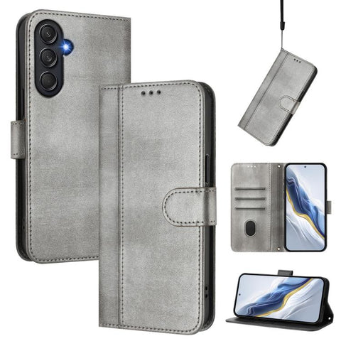 Line Splicing Buckle Retro Leather Phone Case, For Samsung Galaxy M56 5G, For Samsung Galaxy M16 5G / F16 5G, For Samsung Galaxy M06 5G / F06 5G, For Samsung Galaxy M35 5G, For Samsung Galaxy M55 5G / C55 5G, For Samsung Galaxy M15 5G / F15 5G