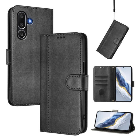 Line Splicing Buckle Retro Leather Phone Case, For Samsung Galaxy M56 5G, For Samsung Galaxy M16 5G / F16 5G, For Samsung Galaxy M06 5G / F06 5G, For Samsung Galaxy M35 5G, For Samsung Galaxy M55 5G / C55 5G, For Samsung Galaxy M15 5G / F15 5G