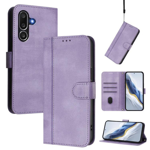 Line Splicing Buckle Retro Leather Phone Case, For Samsung Galaxy M56 5G, For Samsung Galaxy M16 5G / F16 5G, For Samsung Galaxy M06 5G / F06 5G, For Samsung Galaxy M35 5G, For Samsung Galaxy M55 5G / C55 5G, For Samsung Galaxy M15 5G / F15 5G