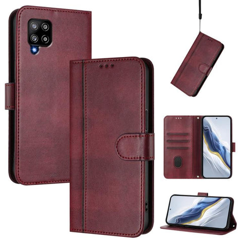 Line Splicing Buckle Retro Leather Phone Case, For Galaxy A03s 164mm, For Galaxy A03s 165.8mm, For Galaxy A03s 166mm, For Galaxy A42 5G / M42, For Galaxy A32 4G, For Galaxy A02 / M02