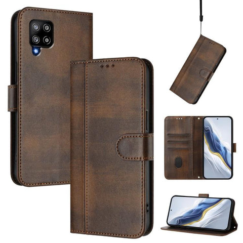 Line Splicing Buckle Retro Leather Phone Case, For Galaxy A03s 164mm, For Galaxy A03s 165.8mm, For Galaxy A03s 166mm, For Galaxy A42 5G / M42, For Galaxy A32 4G, For Galaxy A02 / M02