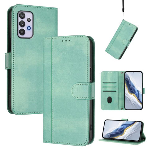 Line Splicing Buckle Retro Leather Phone Case, For Galaxy A03s 164mm, For Galaxy A03s 165.8mm, For Galaxy A03s 166mm, For Galaxy A42 5G / M42, For Galaxy A32 4G, For Galaxy A02 / M02
