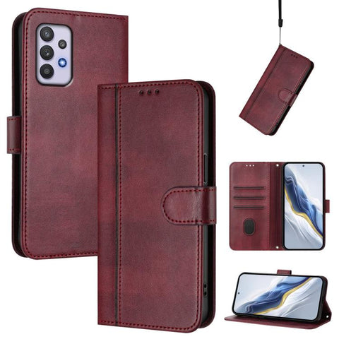 Line Splicing Buckle Retro Leather Phone Case, For Galaxy A03s 164mm, For Galaxy A03s 165.8mm, For Galaxy A03s 166mm, For Galaxy A42 5G / M42, For Galaxy A32 4G, For Galaxy A02 / M02