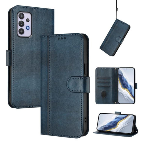 Line Splicing Buckle Retro Leather Phone Case, For Galaxy A03s 164mm, For Galaxy A03s 165.8mm, For Galaxy A03s 166mm, For Galaxy A42 5G / M42, For Galaxy A32 4G, For Galaxy A02 / M02