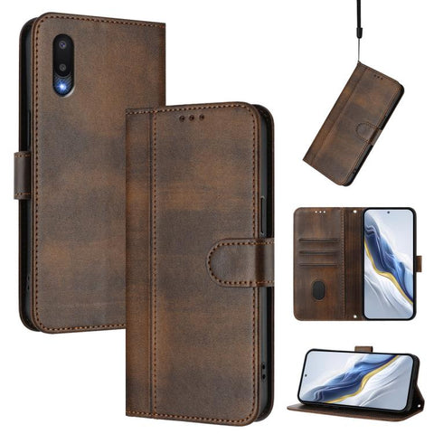 Line Splicing Buckle Retro Leather Phone Case, For Galaxy A03s 164mm, For Galaxy A03s 165.8mm, For Galaxy A03s 166mm, For Galaxy A42 5G / M42, For Galaxy A32 4G, For Galaxy A02 / M02