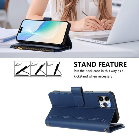 Magnetic Closure 9 Card Slots Zipper Leather Case with Hand Strap, For iPhone 11 Pro Max, For iPhone 11, For iPhone 11 Pro, For iPhone XS / X, For iPhone XR, For iPhone XS Max, For iPhone 8 Plus / 7 Plus