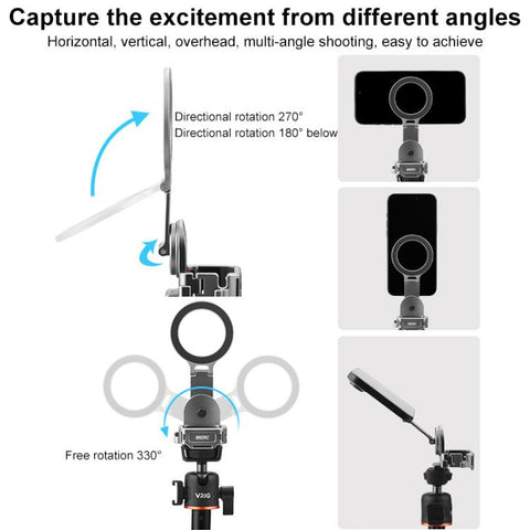 BRDRC Smartphone Teleprompter Stand Desktop Clamp Cold Shoe Extension Mount, For DJI Osmo Pocket 3 Dark Grey