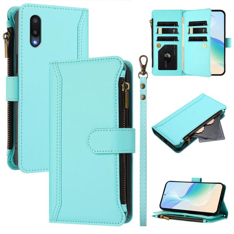 Magnetic Closure 9 Card Slots Zipper Leather Case with Hand Strap, For Samsung Galaxy A42 5G / M42 5G, For Samsung Galaxy A32 4G, For Samsung Galaxy A02 / M02, For Samsung Galaxy A72 5G / 4G, For Samsung Galaxy A02s 164mm, For Samsung Galaxy A02s 166mm