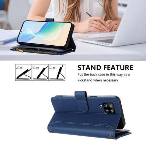 Magnetic Closure 9 Card Slots Zipper Leather Case with Hand Strap, For Samsung Galaxy A42 5G / M42 5G, For Samsung Galaxy A32 4G, For Samsung Galaxy A02 / M02, For Samsung Galaxy A72 5G / 4G, For Samsung Galaxy A02s 164mm, For Samsung Galaxy A02s 166mm