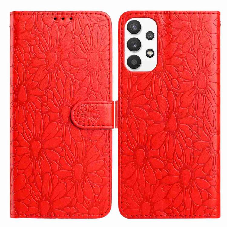 Daisy Embossed Leather Phone Case, For Samsung Galaxy A72, For Samsung Galaxy A52 5G, For Samsung Galaxy A32 5G, For Samsung Galaxy A02s EU Edition