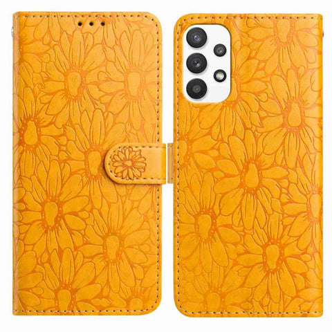 Daisy Embossed Leather Phone Case, For Samsung Galaxy A72, For Samsung Galaxy A52 5G, For Samsung Galaxy A32 5G, For Samsung Galaxy A02s EU Edition