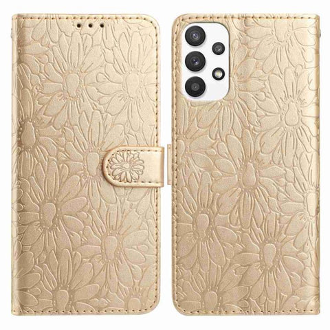 Daisy Embossed Leather Phone Case, For Samsung Galaxy A72, For Samsung Galaxy A52 5G, For Samsung Galaxy A32 5G, For Samsung Galaxy A02s EU Edition