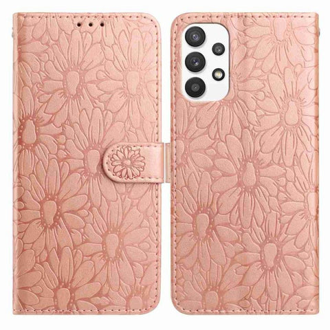 Daisy Embossed Leather Phone Case, For Samsung Galaxy A72, For Samsung Galaxy A52 5G, For Samsung Galaxy A32 5G, For Samsung Galaxy A02s EU Edition