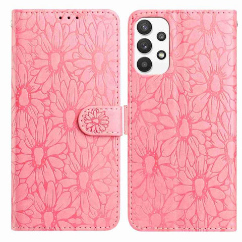 Daisy Embossed Leather Phone Case, For Samsung Galaxy A72, For Samsung Galaxy A52 5G, For Samsung Galaxy A32 5G, For Samsung Galaxy A02s EU Edition