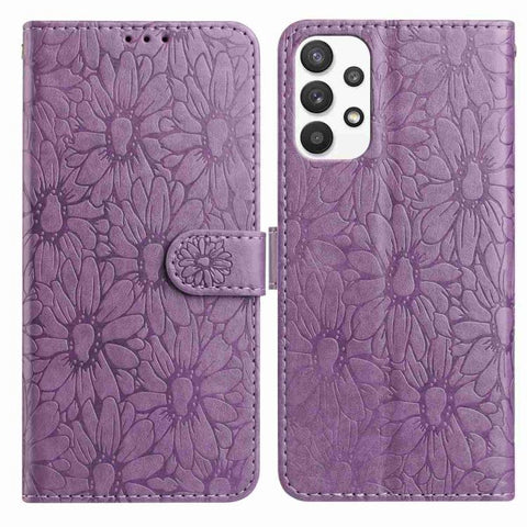 Daisy Embossed Leather Phone Case, For Samsung Galaxy A72, For Samsung Galaxy A52 5G, For Samsung Galaxy A32 5G, For Samsung Galaxy A02s EU Edition
