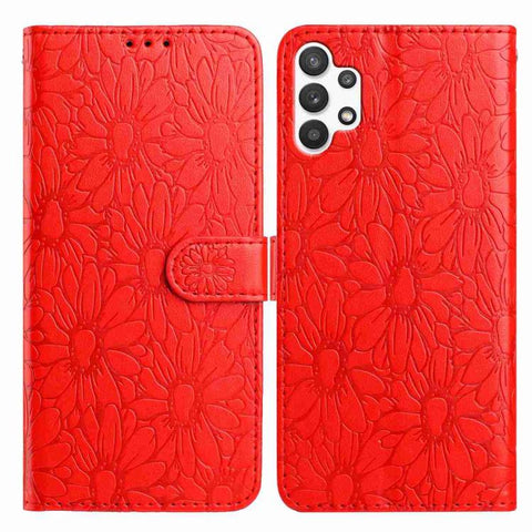 Daisy Embossed Leather Phone Case, For Samsung Galaxy A72, For Samsung Galaxy A52 5G, For Samsung Galaxy A32 5G, For Samsung Galaxy A02s EU Edition