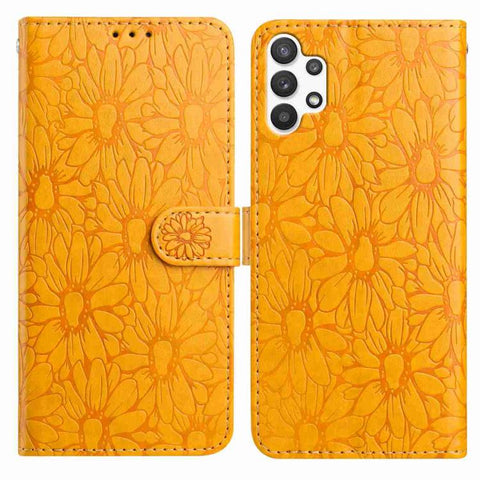 Daisy Embossed Leather Phone Case, For Samsung Galaxy A72, For Samsung Galaxy A52 5G, For Samsung Galaxy A32 5G, For Samsung Galaxy A02s EU Edition