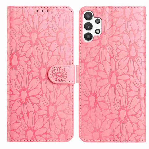 Daisy Embossed Leather Phone Case, For Samsung Galaxy A72, For Samsung Galaxy A52 5G, For Samsung Galaxy A32 5G, For Samsung Galaxy A02s EU Edition