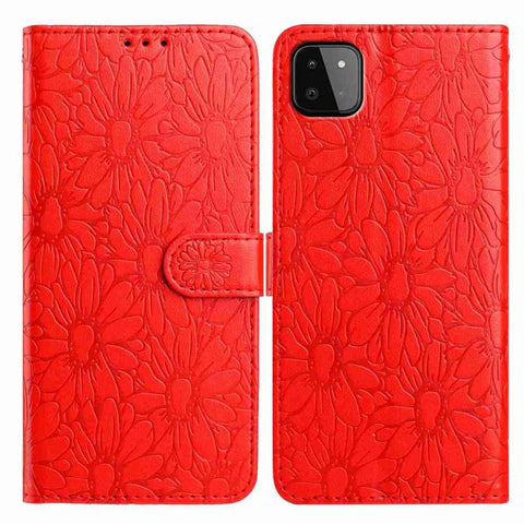 Daisy Embossed Leather Phone Case, For Samsung Galaxy A03, For Samsung Galaxy A13 4G, For Samsung Galaxy A22 5G, For Samsung Galaxy A32 4G