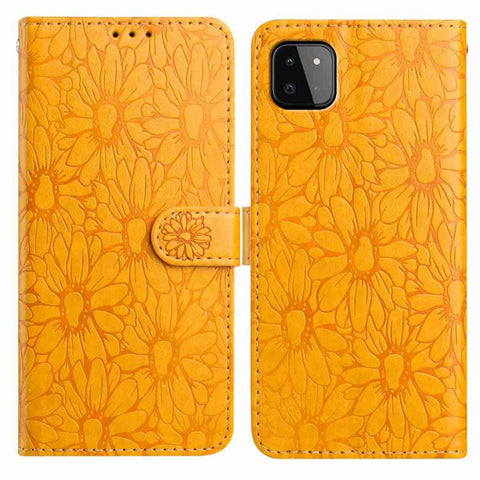 Daisy Embossed Leather Phone Case, For Samsung Galaxy A03, For Samsung Galaxy A13 4G, For Samsung Galaxy A22 5G, For Samsung Galaxy A32 4G