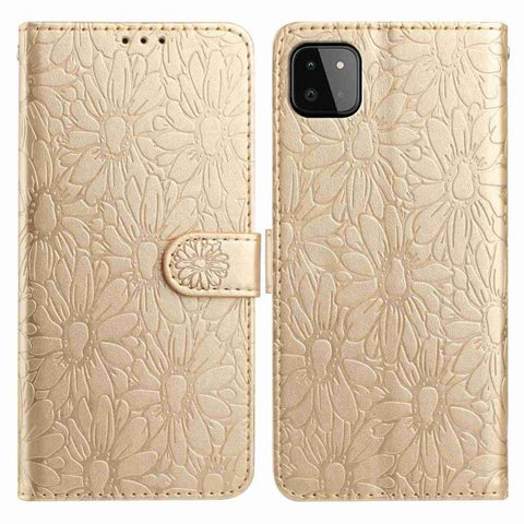 Daisy Embossed Leather Phone Case, For Samsung Galaxy A03, For Samsung Galaxy A13 4G, For Samsung Galaxy A22 5G, For Samsung Galaxy A32 4G