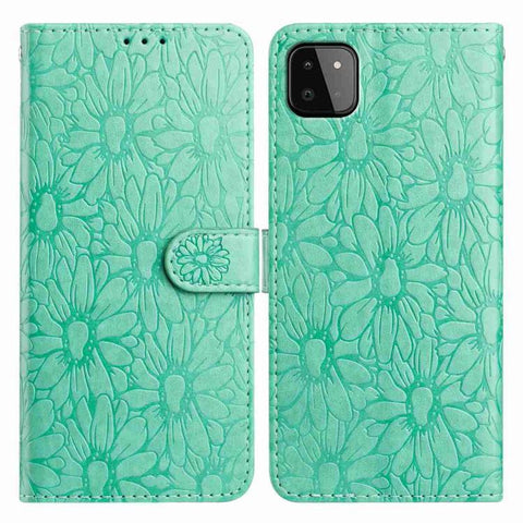 Daisy Embossed Leather Phone Case, For Samsung Galaxy A03, For Samsung Galaxy A13 4G, For Samsung Galaxy A22 5G, For Samsung Galaxy A32 4G