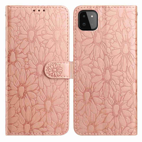 Daisy Embossed Leather Phone Case, For Samsung Galaxy A03, For Samsung Galaxy A13 4G, For Samsung Galaxy A22 5G, For Samsung Galaxy A32 4G