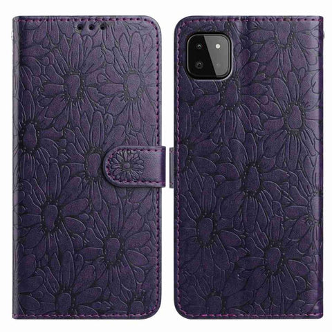 Daisy Embossed Leather Phone Case, For Samsung Galaxy A03, For Samsung Galaxy A13 4G, For Samsung Galaxy A22 5G, For Samsung Galaxy A32 4G